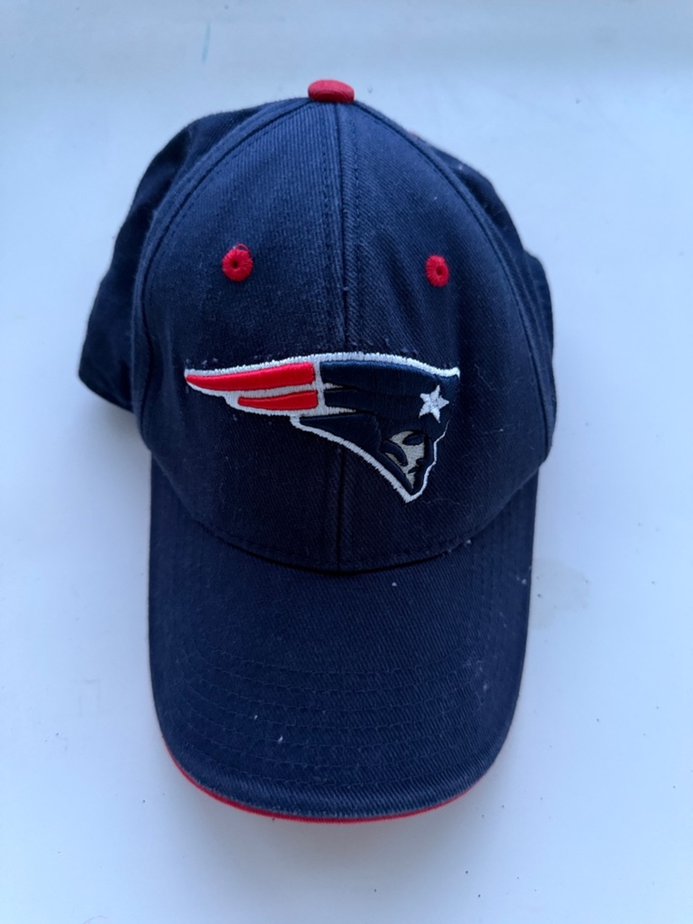 New England Patriots Navy Baseball Cap with Red Accents